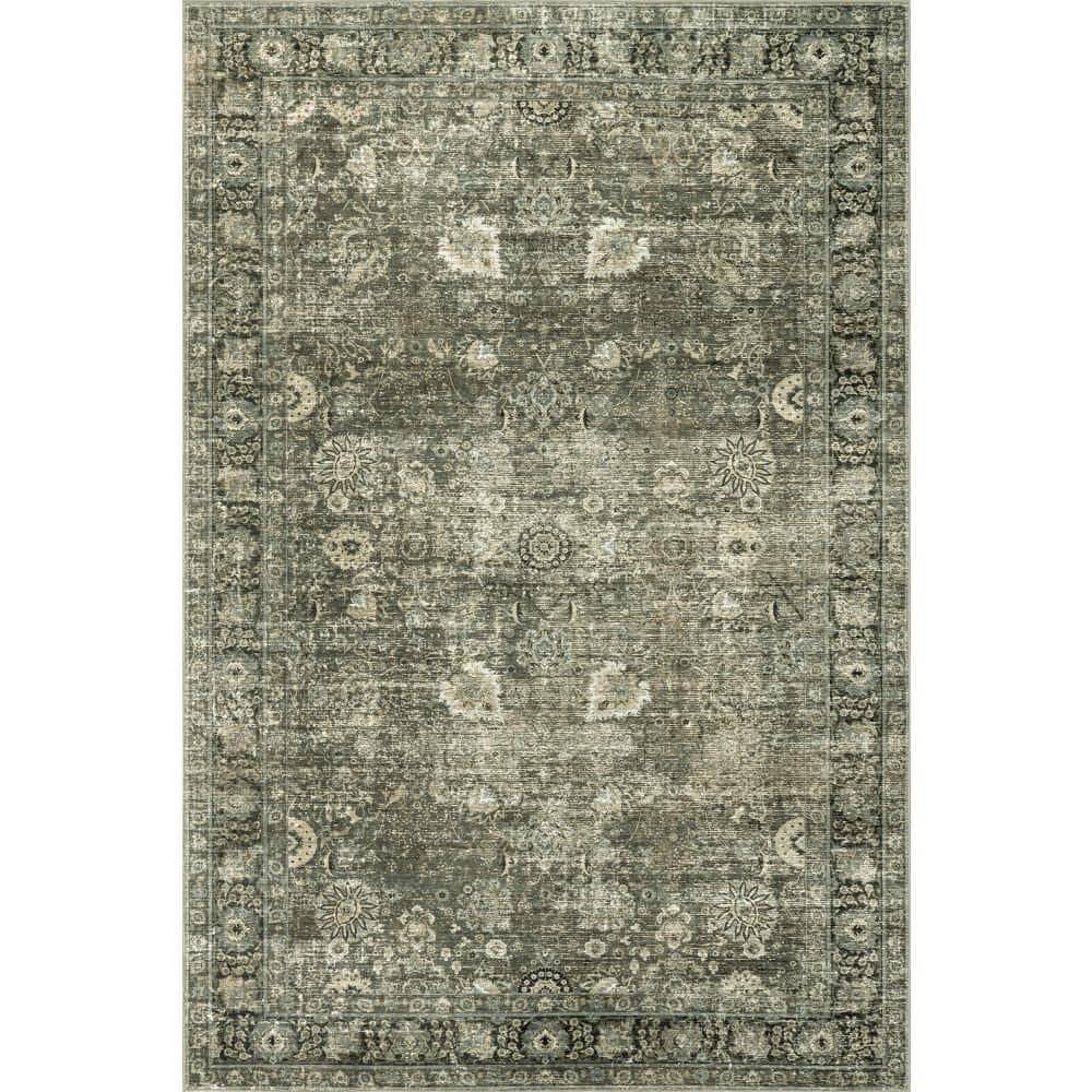 Bayberry Spill Proof Vintage Washable Green Grey 3 ft. x 5 ft. Indoor Area Rug price history on PriceWatchPro