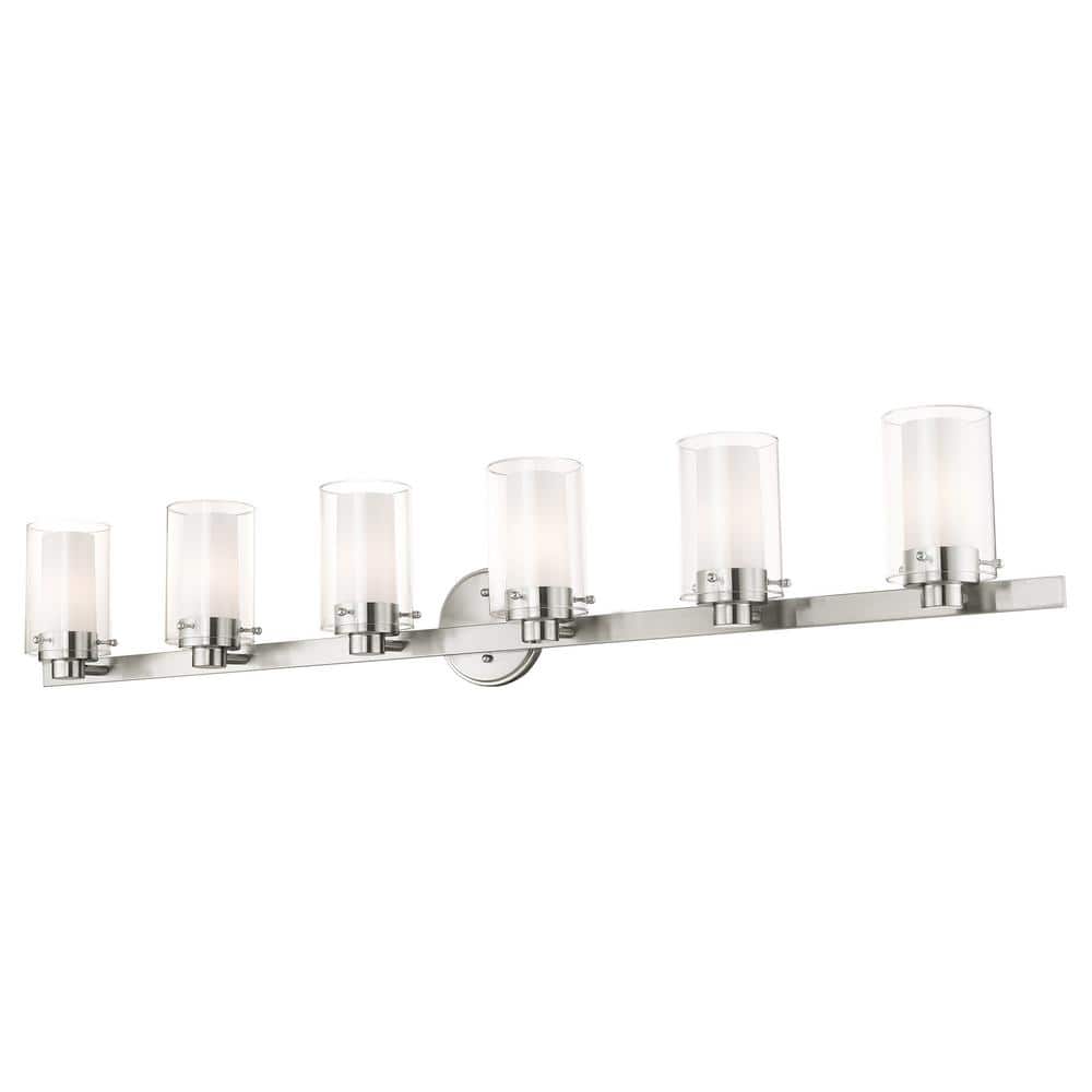 Brushed Nickel 6-Light Modern Bathroom Vanity Fixture