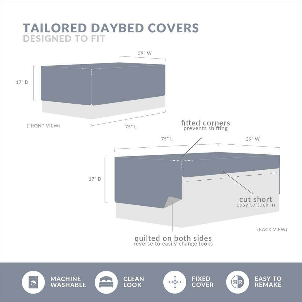Coastal Blue Microfiber Reversible 6-Piece Daybed Cover Set