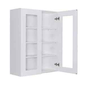 Anchester White Plywood Glass Door Stock Assembled Wall Kitchen Cabinet (36 in. W x 42 in. H x 12 in. D)