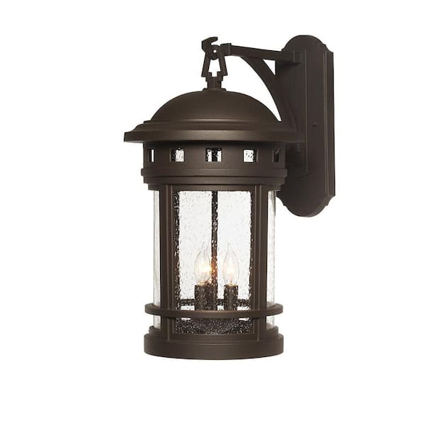 Sedona 20 in. Oil Rubbed Bronze 3-Light Outdoor Line Voltage Wall Sconce with No Bulbs Included
