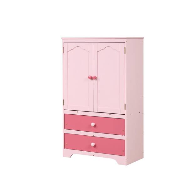 Qualler Pink Storage Armoire with 2-Drawers 51 in. H x 31.3 in. W x 16 in. D