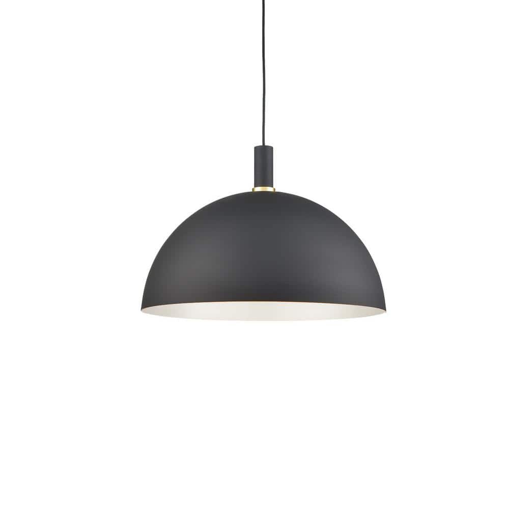 Black and Gold Aluminum Dome Pendant Light