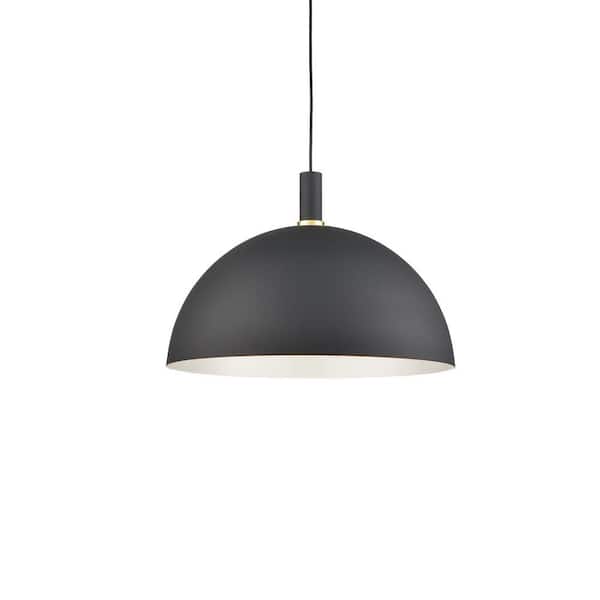 KUZCO Archibald 60-Watt 1-Light Black With Gold Detail Pendant Light