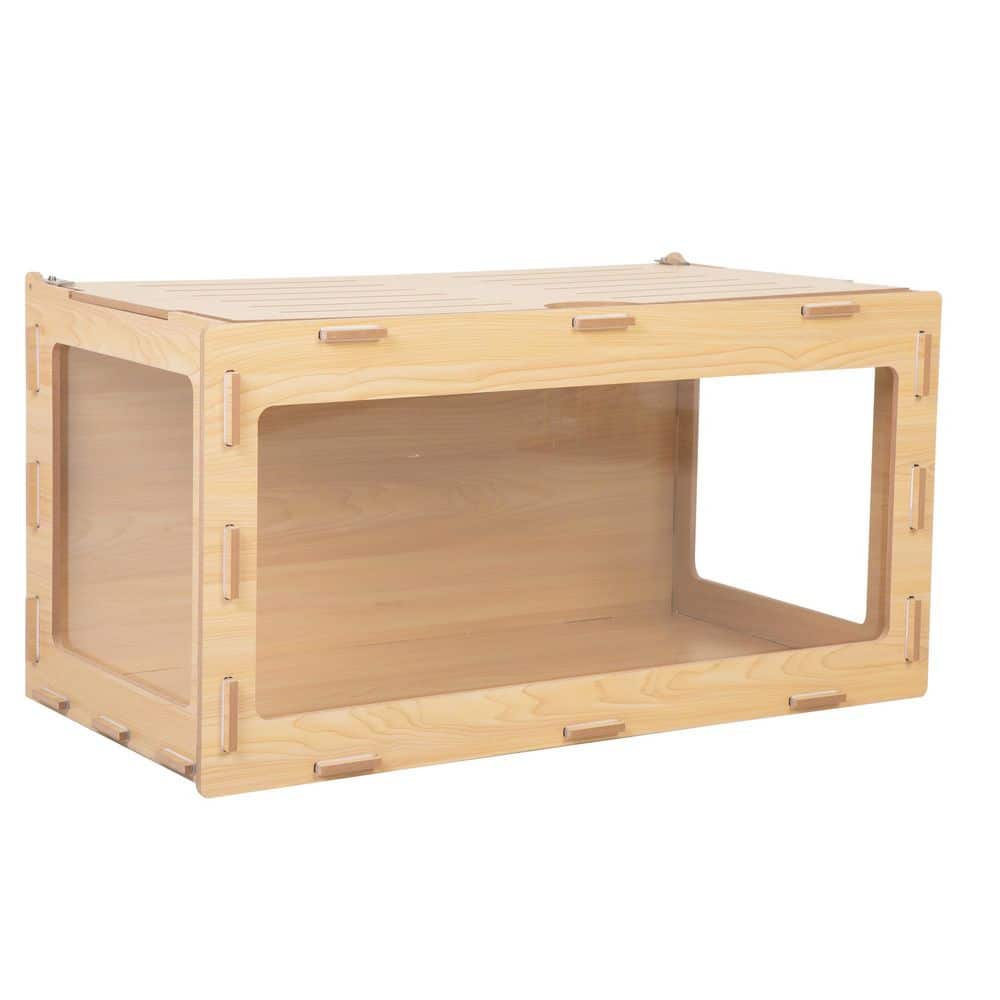 Natural Wood Large Hamster Cage with Acrylic Panels