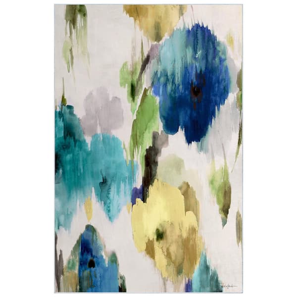 Abstract Flower I, 5'x8' Hand Washable Art Area Rug, power-loomed, 100% polyester, 2mm pile, non-slip back.
