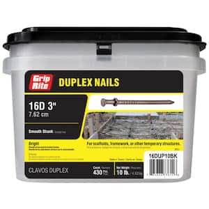 #8 x 3 in. 16D Bright Steel Duplex Nails (10 lbs.- Pack)