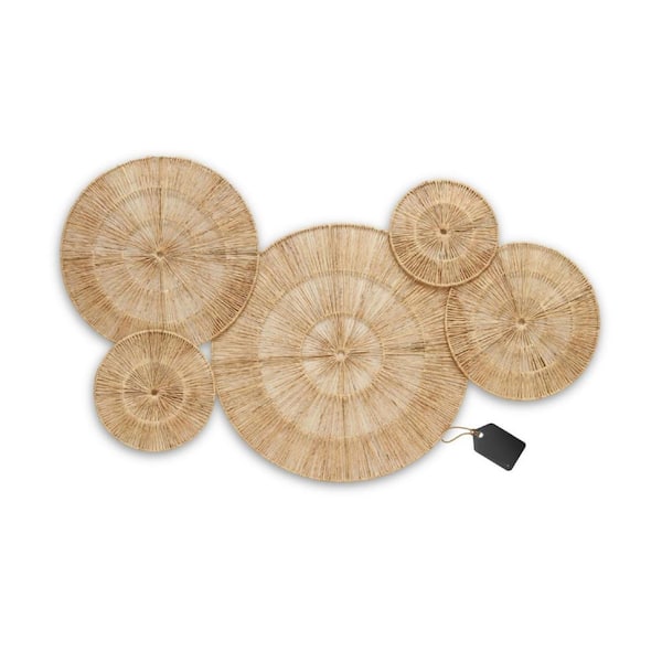 Handwoven Beige 19 in. x 19 in. Jute Decorative Basket Set of 5