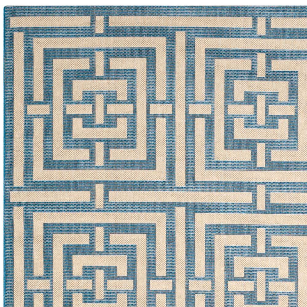 Chic Blue/Bone Geometric 9' x 12' Indoor/Outdoor Synthetic Area Rug