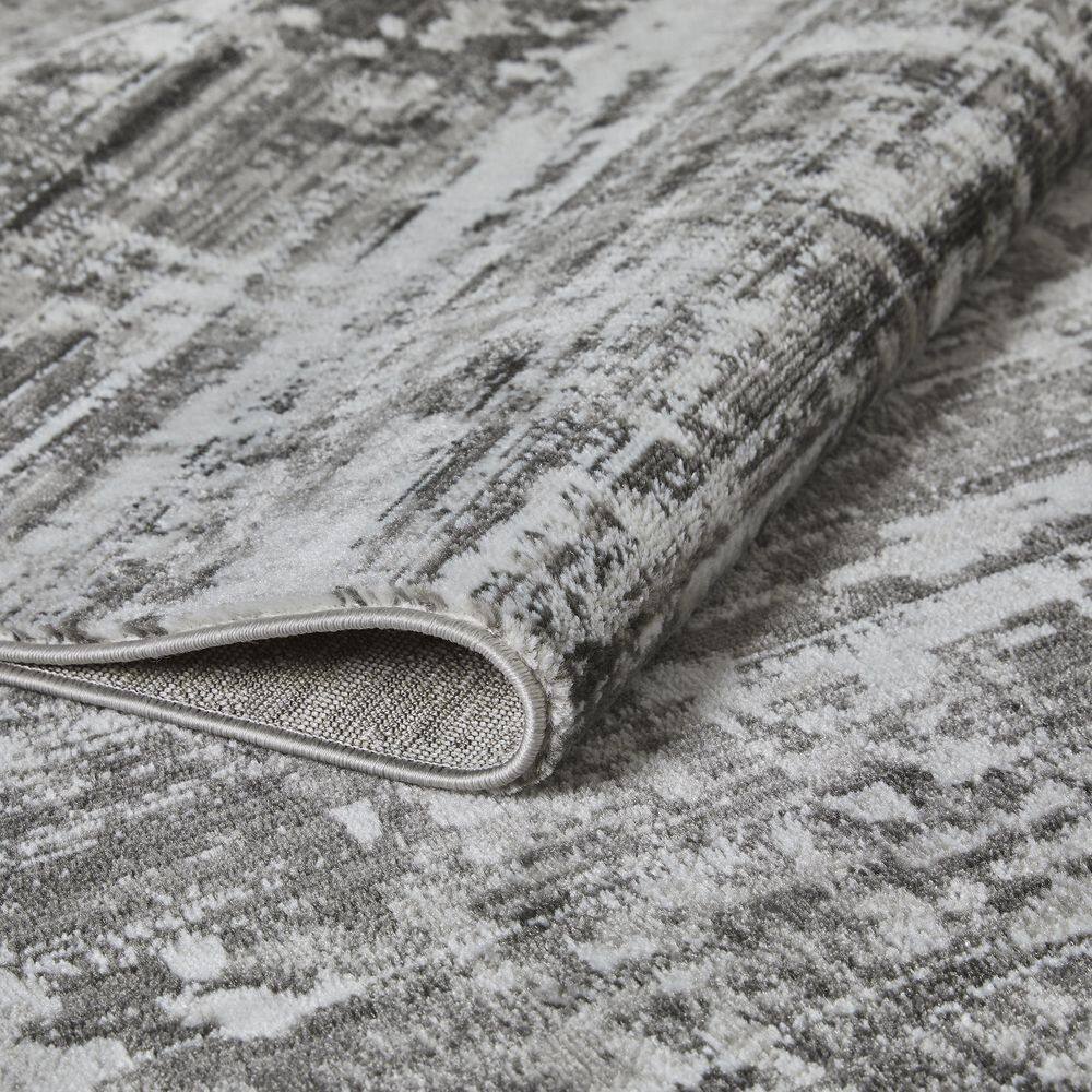 Gray Abstract 9' x 12' Stain-Resistant Synthetic Area Rug