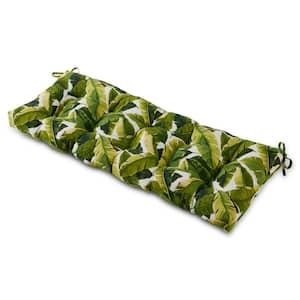 Palm Leaves White Rectangle Outdoor Bench Cushion