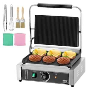 Commercial Panini Grill, 1,800W Small Electric Product Type. Sandwich Maker, Stainless Steel Sandwich Press, Silver