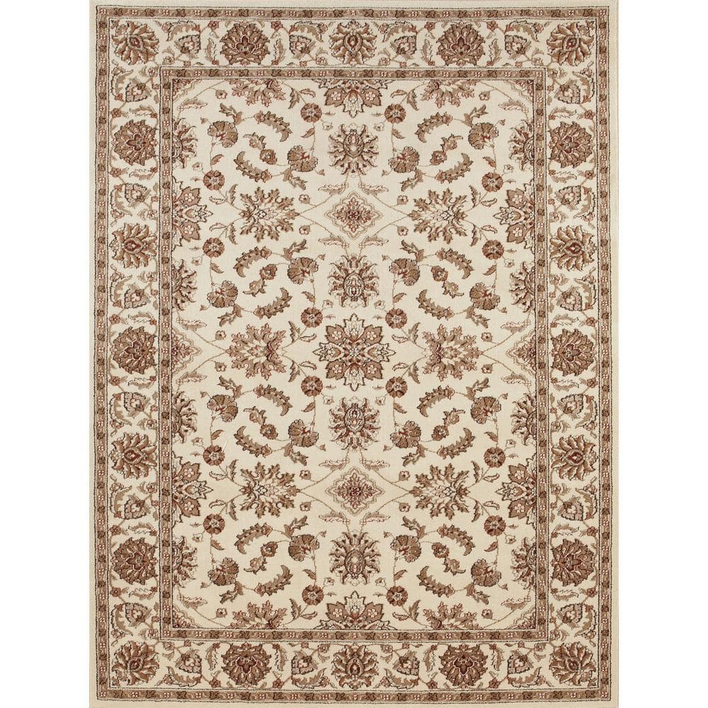 Como Ivory 3 ft. x 5 ft. Traditional Oriental Floral Area Rug