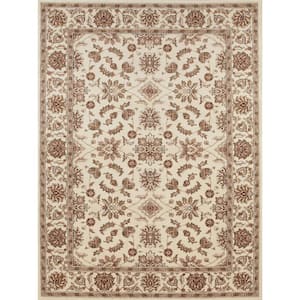 Como Ivory 5 ft. x 7 ft. Traditional Oriental Floral Area Rug