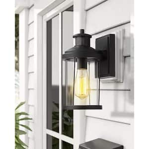 Black Dusk To Dawn Motion Sensing Outdoor Wall Lantern Sconce Light (2-Pack)