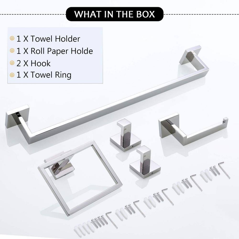 Stainless Steel Chrome 5-Piece Bathroom Hardware Set