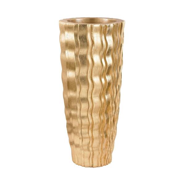 Titan Lighting Wave 36 in. Fiberglass Decorative Vase in Gold