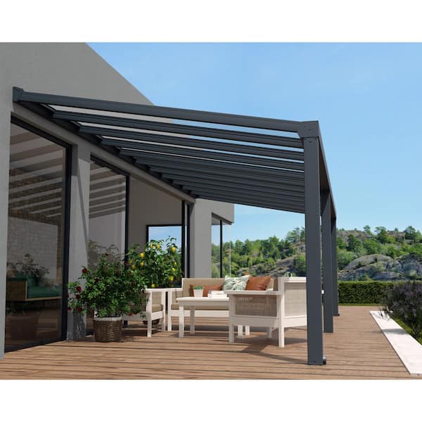 CANOPIA by PALRAM Stockholm 11 ft. x 27 ft. Gray/Clear Aluminum Patio Cover