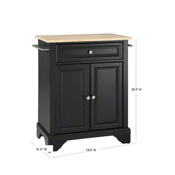 LaFayette Natural Wood Top Portable Kitchen Island in Black Finish