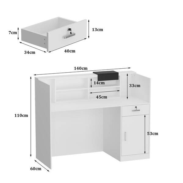 FUFU&GAGA 55.1 in. W x 23.6 in. D Rectangular White MDF FUFU&GAGA 55.1 in. W x 23.6 in. D Rectangular White MDF