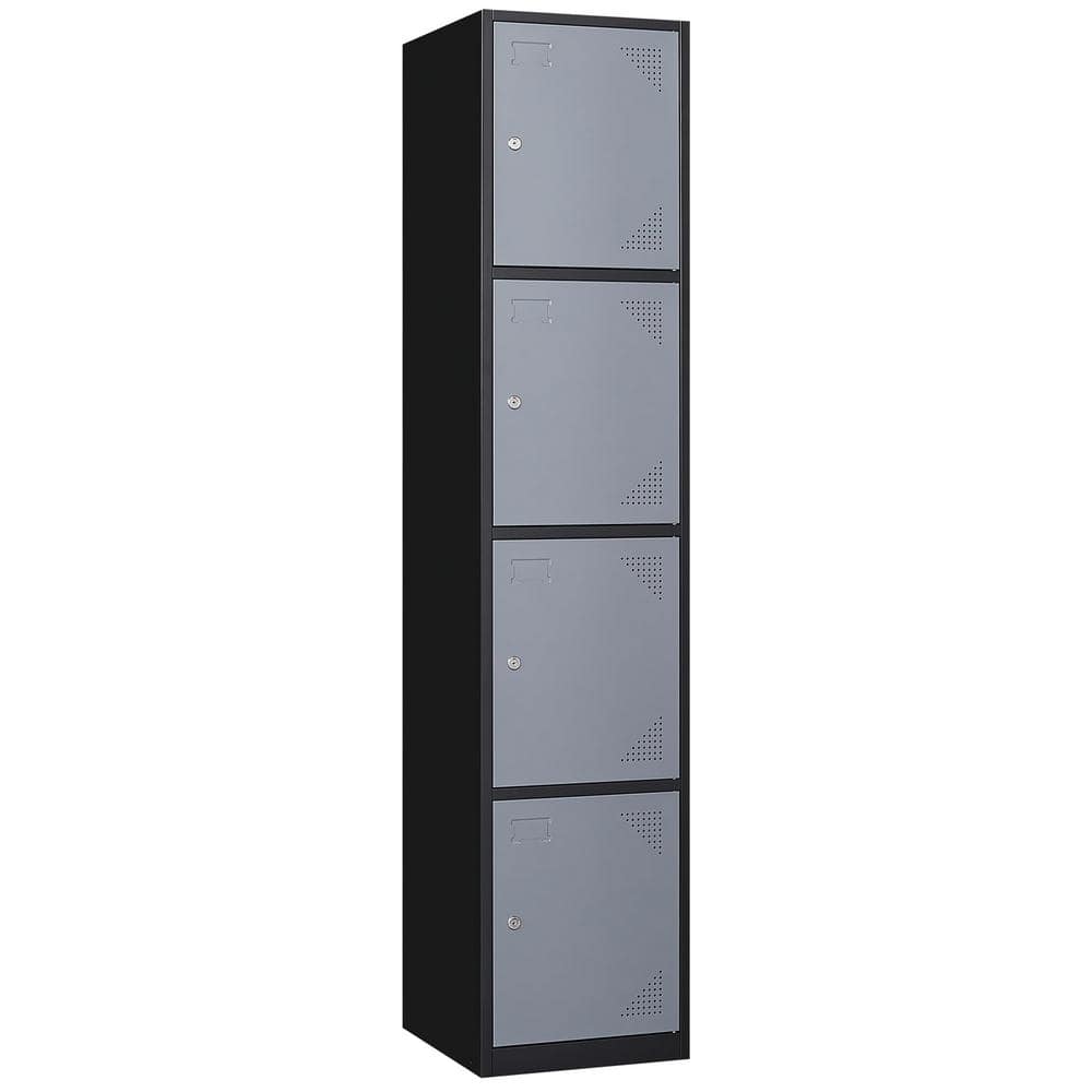 LISSIMO 4-Shelf Metal Locker Storage Cabinet with Mesh Door, 31.5 Lockable Cabinet with Detachable Legs, Lockers for Home, Black