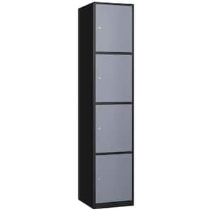 4-Tier Metal Locker for Gym, School, Office, Storage Locker Cabinets with 4 Doors in Black&Grey for Employees