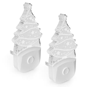 0.5-Wattage Dusk to Dawn Multi-Color Changing Integrated LED Plug-in Christmas Tree Night Light（2-Pack）