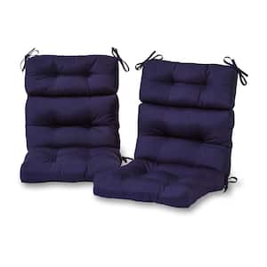 Solid Navy Outdoor High Back Dining Chair Cushion (2-Pack)