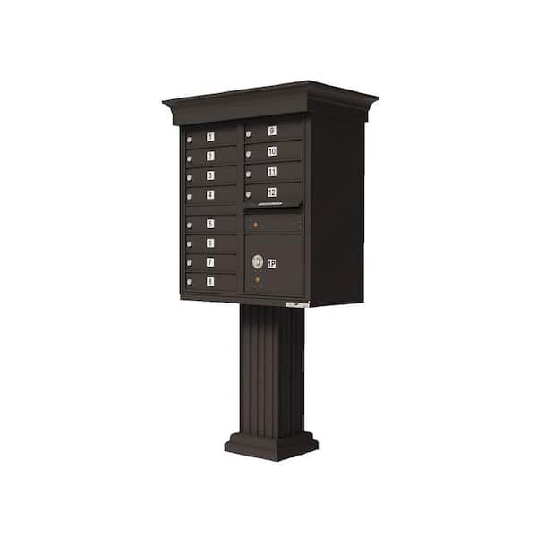 Florence Vital 12-Mailboxes 1-Parcel Locker 1-Outgoing Pedestal Mount Cluster Box Unit