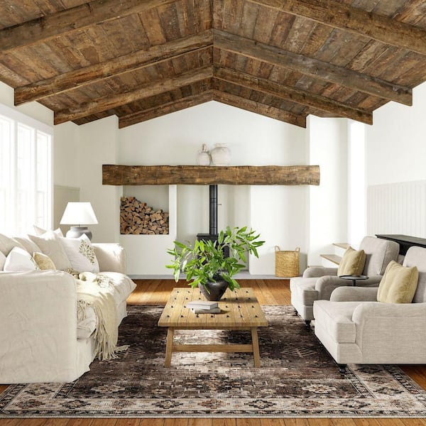 Barbary Distressed Machine Washable Dark Brown 5 ft. x 8 ft. Area Rug