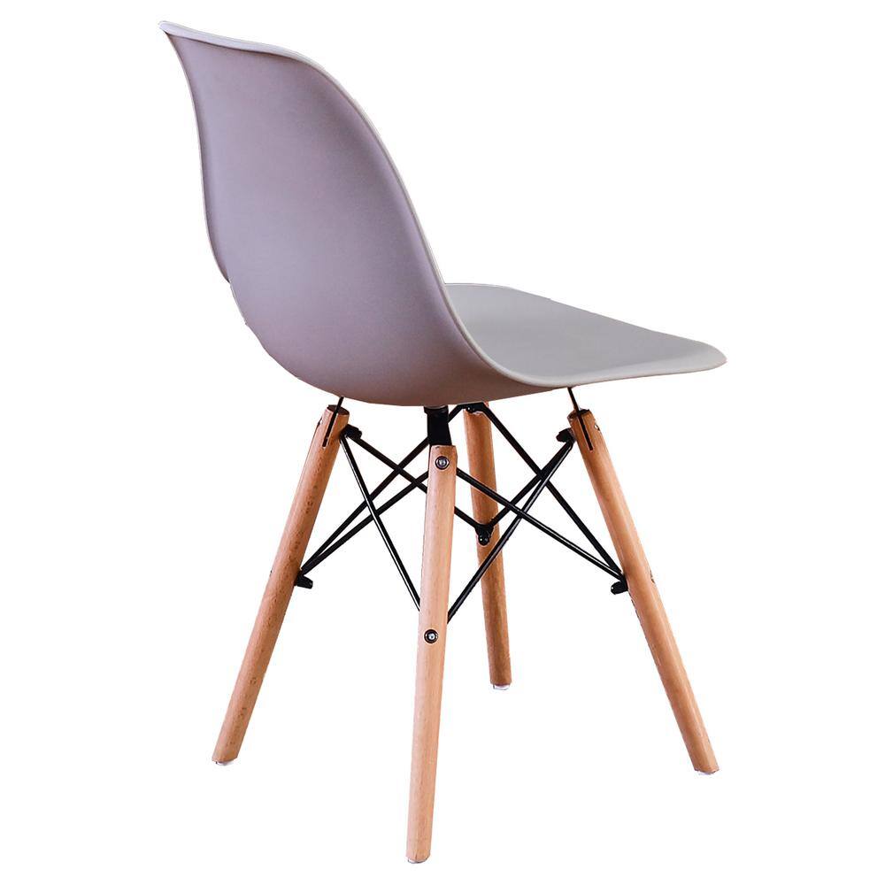 Contemporary Gray Beech Wood and Plastic Side Chair Set of 4