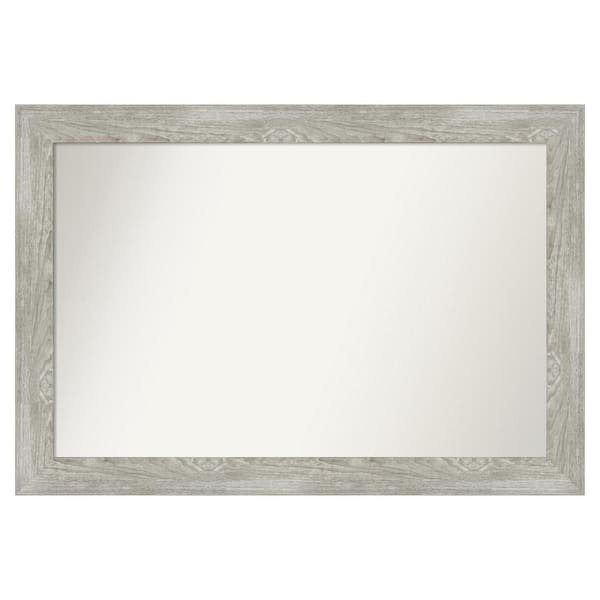 Dove Greywash 48 in. x 33 in. Custom Non-Beveled Distressed Recyled Polystyrene Bathroom Vanity Wall Mirror