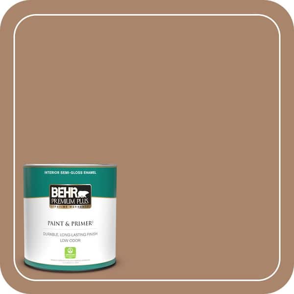 BEHR PREMIUM PLUS 1 qt. #S220-5 Nutshell Semi-Gloss Enamel Low Odor Interior Paint & Primer
