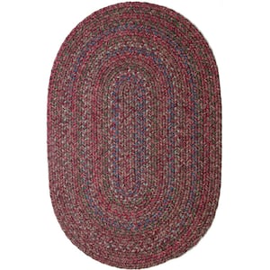 Winslow Burgundy Red Multicolored 2 ft. x 3 ft. Oval Indoor/Outdoor Braided Area Rug