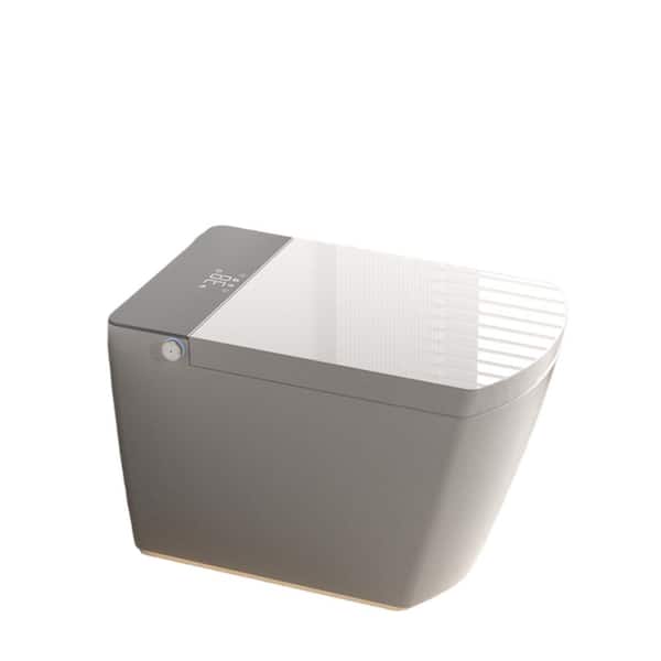 Modern Square Smart Bidet Toilet 1.27/1.06 GPF in White with Auto Flush, Heated Seat, Foot Sensor