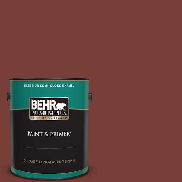 BEHR PREMIUM PLUS 1 gal. #BXC-76 Florence Red Semi-Gloss Enamel Exterior Paint & Primer