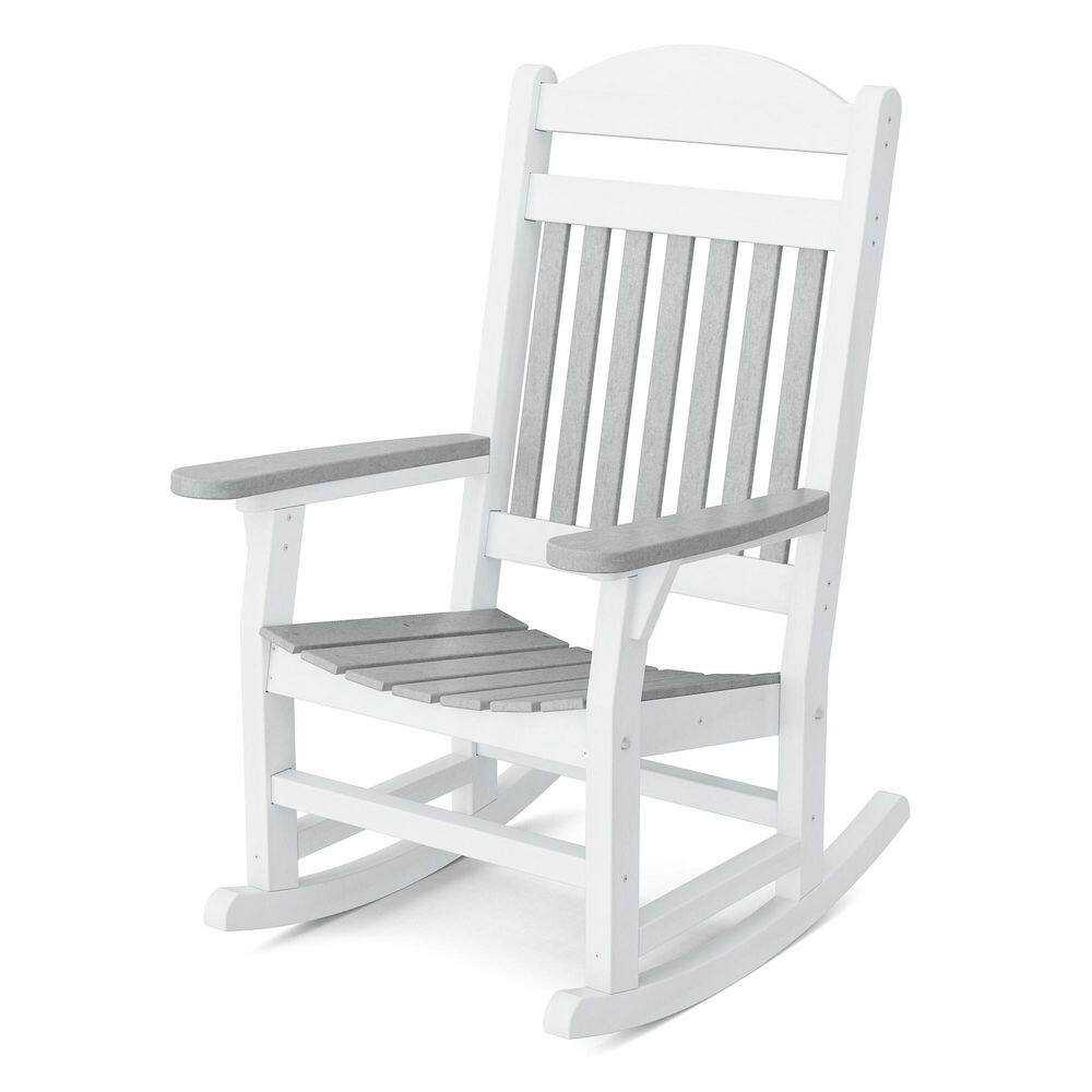 Heritage Light Gray and White Plastic Traditional Outdoor Rocking Chair price history on PriceWatchPro