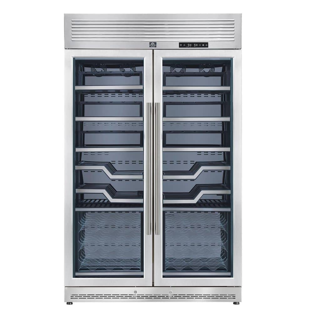 Abruzzo 48 in. Dual Zone Wine Cooler, 102 Bottles, 24 cu. ft. Clear Acrylic Holders, Trim Shelves in Stainless Steel price history on PriceWatchPro