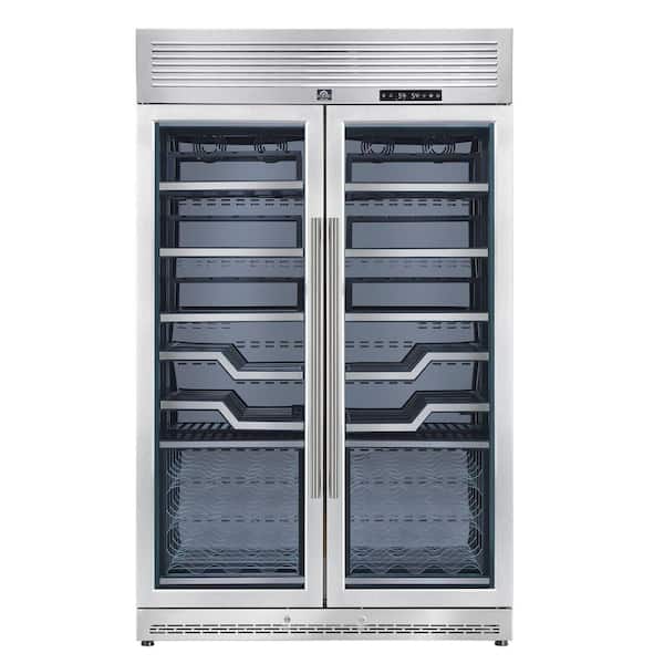 Abruzzo 48 in. Dual Zone Wine Cooler, 102 Bottles, 24 cu. ft. Clear Acrylic Holders, Trim Shelves in Stainless Steel