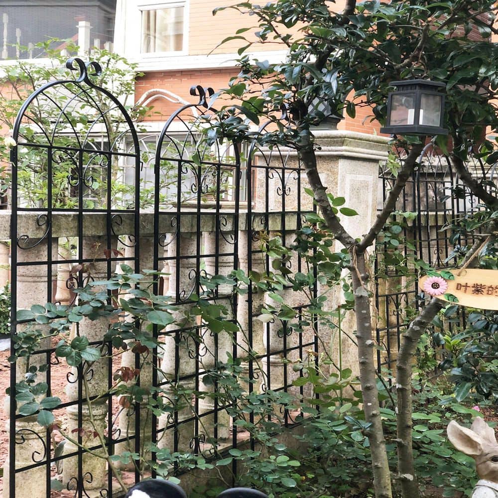 Black Metal Garden Trellis for Climbing Plants, 71" x 80"