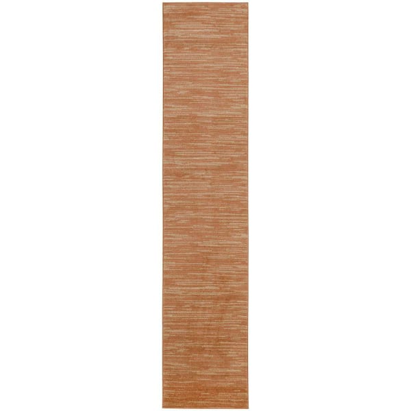 Essentials 2 ft. x 6 ft. Rust Abstract Contemporary Runner Indoor/Outdoor Area Rug