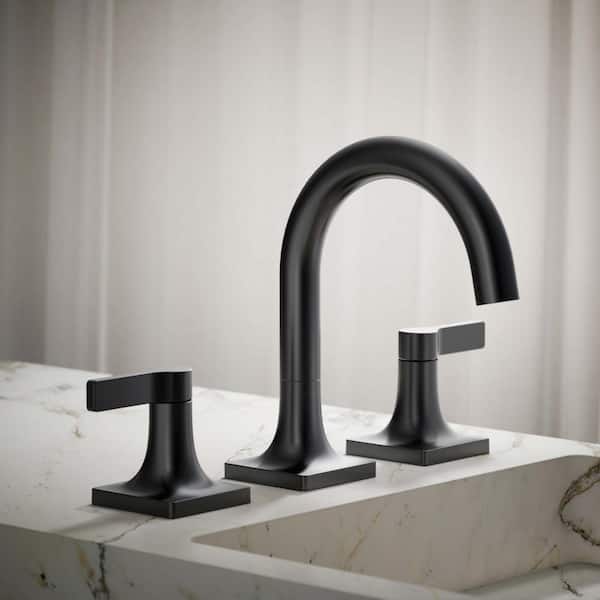 Venza 8 in. Widespread Double Handle Bathroom Faucet in Matte Black