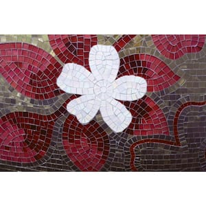 Photographic Red Mosaic Animals Wall Mural