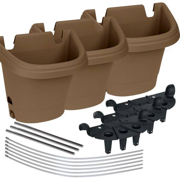 Bloem Chocolate Plastic Hanging Garden Planter System (3-Pack)