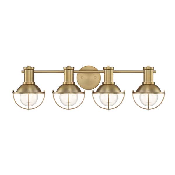 Designers Fountain Dalton 31 in. 4-Light Brushed Gold Industrial Vanity with Metal Cages