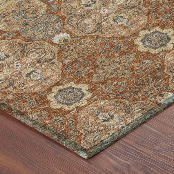 Chantille Machine Washable Indoor/Outdoor Abstract ACN2483 Paprika 8 ft. x 8 ft. Area Rug