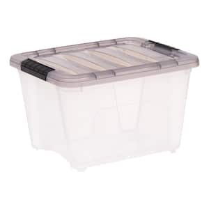 19 qt. Stack and Pull Clear Plastic Storage Box, Lid Gray