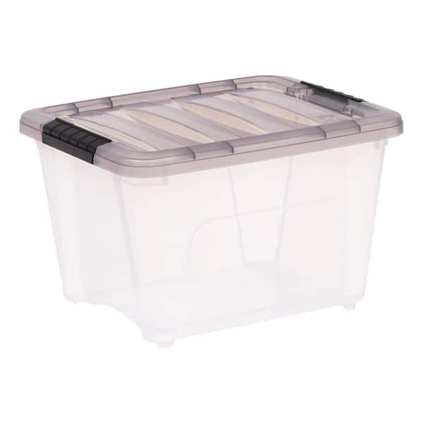 IRIS 19 qt. Stack and Pull Clear Plastic Storage Box, Lid Gray 500206 - The  Home Depot