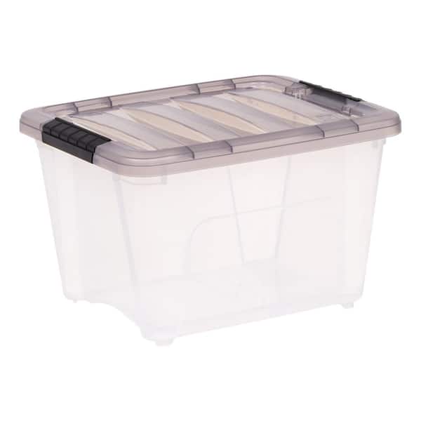 19 Qt./4.75 Gal. Stack and Pull Plastic Storage Box with Latching Lid, Clear