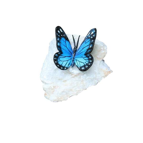 Henri Studio 5 in. Butterfly Blue Bronze and Stone Rock